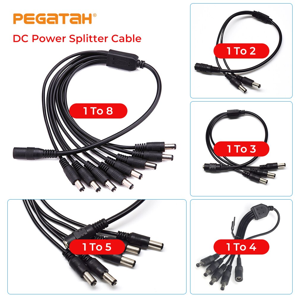 Dc Power Splitter Cctv Kabel 1 Tot 2/3/4/5/8 Vrouw Naar Man Plug Dc Power splitter Adapter Voor Cctv Camera Kabel Splitter Kabel