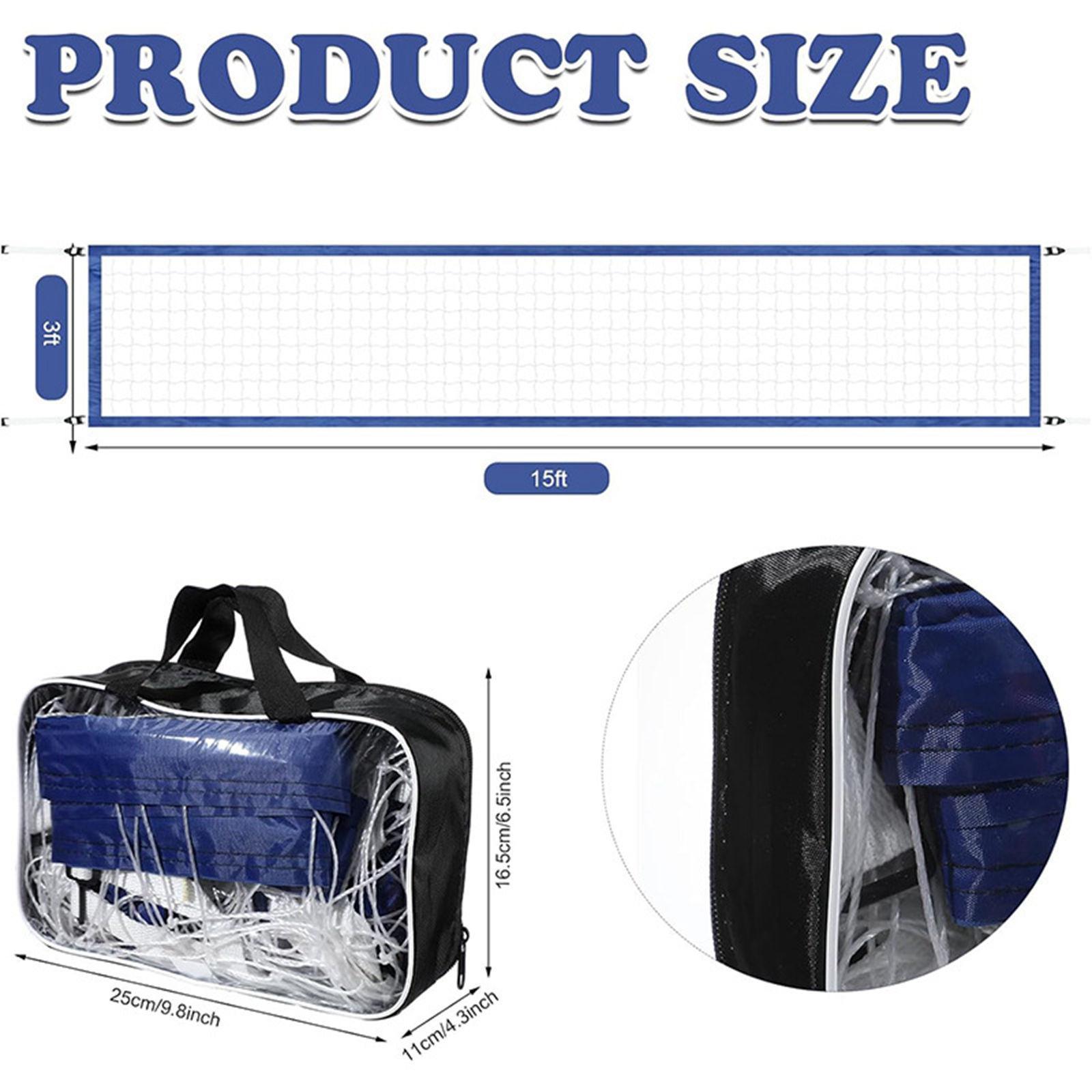 Red de voleibol suministros portátiles con bolsa de transporte red de entrenamiento plegable de 15 pies x 3 pies red de práctica para piscina interior al aire libre césped de playa