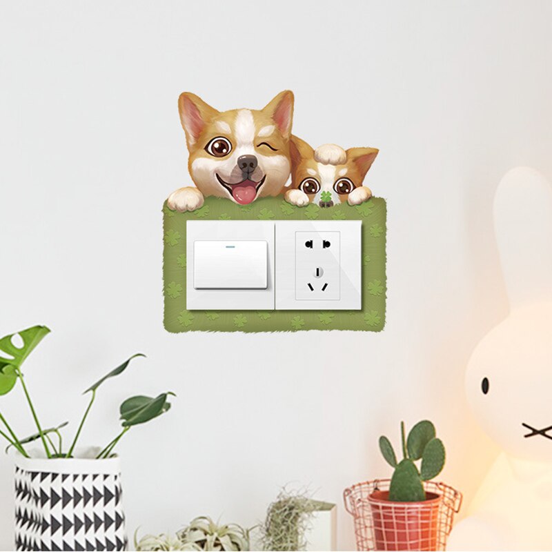 5 Pcs Cartoon Cute Switch Sticker Wall Switch Protective Cover Simple Socket Decoration K9Store