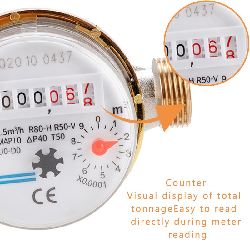 Digital Display Water Meter Household Mechanical Rotary Wing Cold Water Meter E-type Pointer Combination Meter Flow Meters