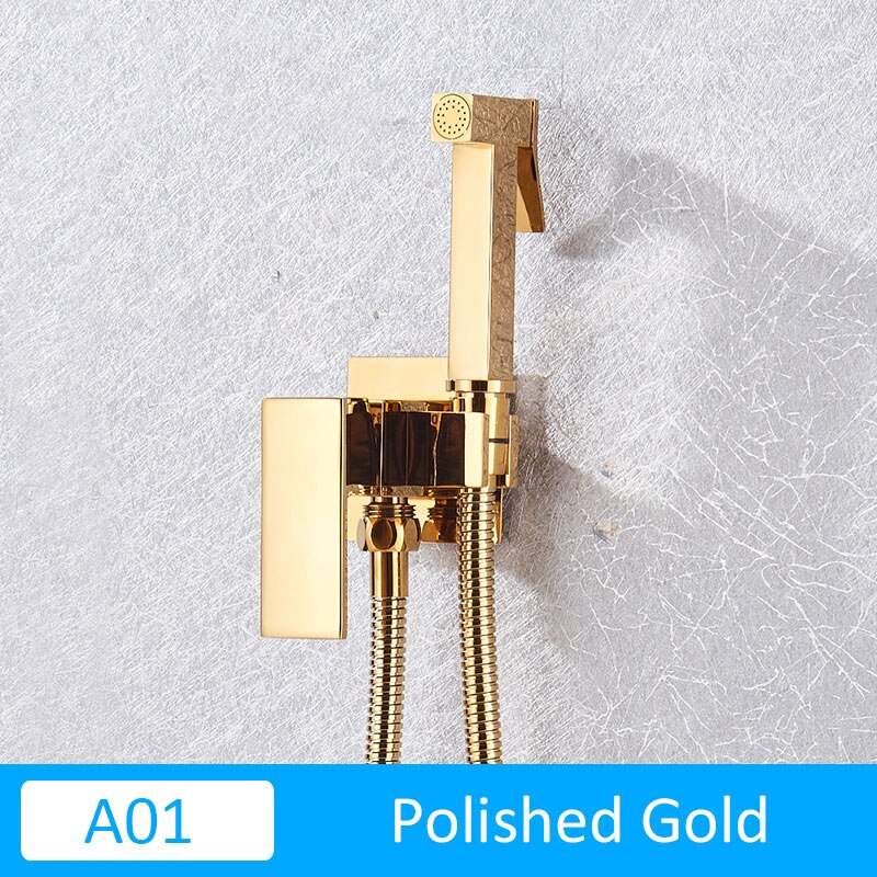Quyanre Matte Black Bidet Shower Faucet Solid Brass Bidet Faucet Muslim Ducha Higienica Cold Water Mixer Tap Toilet Faucets: A01-Gold