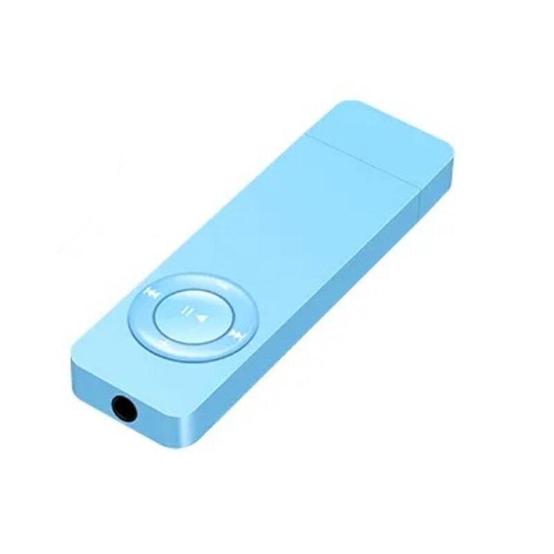 Mini 4G 8G MP3 jugador Sposts alta fidelidad de los reproductores de música con auriculares de 3,5mm cubierta protectora de silicona Cordón de cuello OTG Downloader: Blue / 4 GB