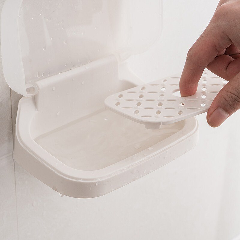 Waterdichte Wand Zeepbakje Met Deksel Thuis Douche Zeep Houder Afdruiprek Opbergvak Container Badkamer Accessoires