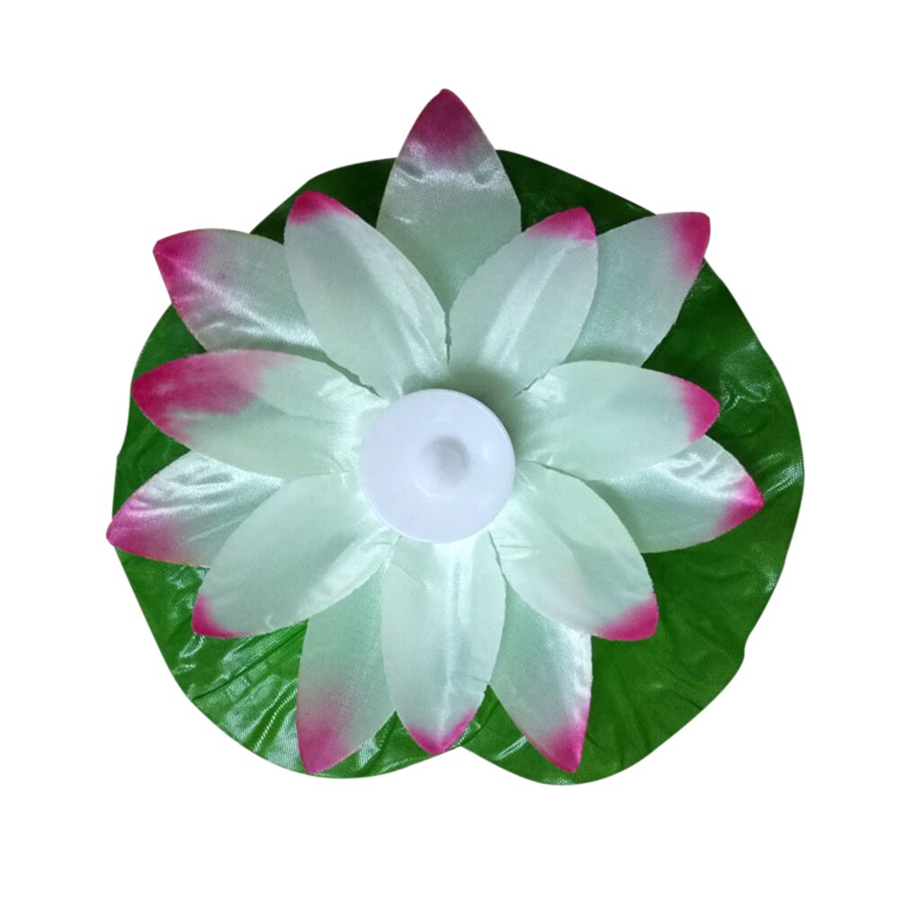 Flydende lotus lys pool udendørs have vand blomst led lampe lys elektronisk stearinlys lbshipping: Hvid