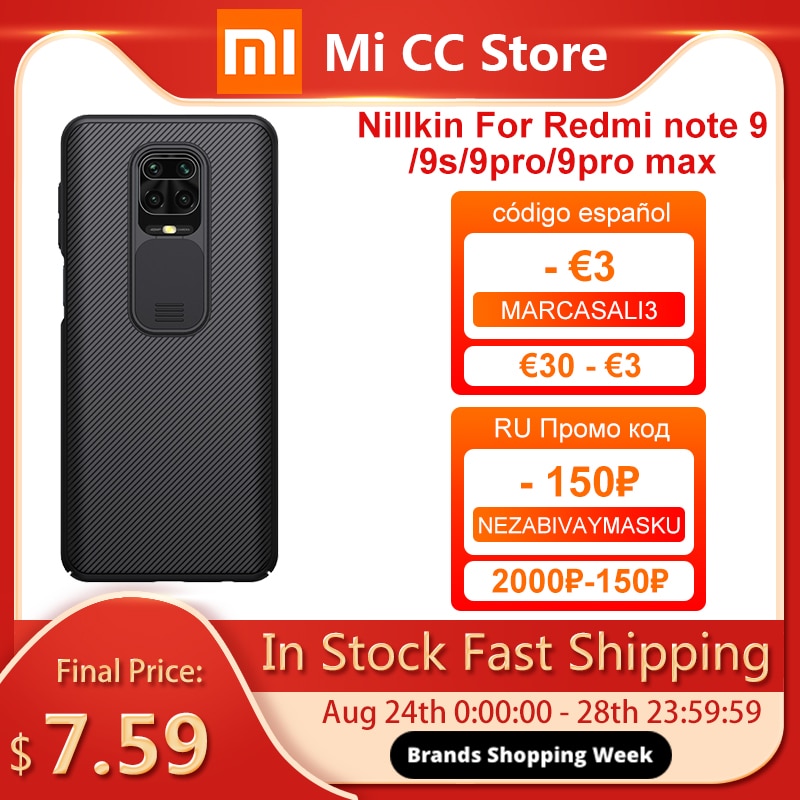 For Xiaomi Redmi Note 9s Note 9 Pro Max Phone Case PC Nillkin Slider Cover Camera Protective case For NOTE 9 NOTE9 PRO Back Cove