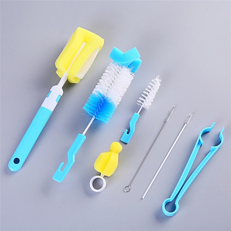 7Pcs/set Baby Bottle Brushes Brush 360-degree Rotating Head Cleaning Washing Brush Tools Straw Brush Set