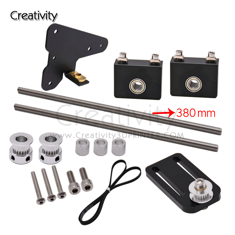3D Printer Parts Upgrade Kits Ender-3/CR10 Dual Z Axis T8 Lead Screw Kits Bracket Aluminum Profile WIth Belt Pulley: WHITE