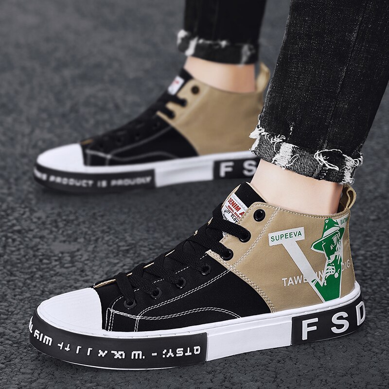 Chaussures d'été en tissu aizhetu, chaussures de marée respirantes, chaussures montantes décontractées, chaussures pour hommes, chaussures en toile