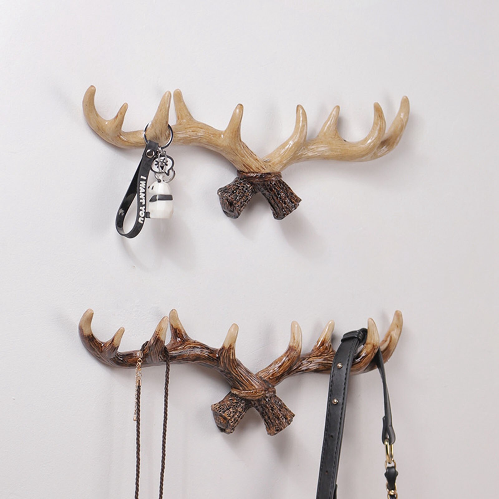 Colgador de pared con forma de cuerno de ciervo, estilo Retro europeo, , para colgar ropa, bufanda, almacenamiento de llaves, organizador, decoración del hogar