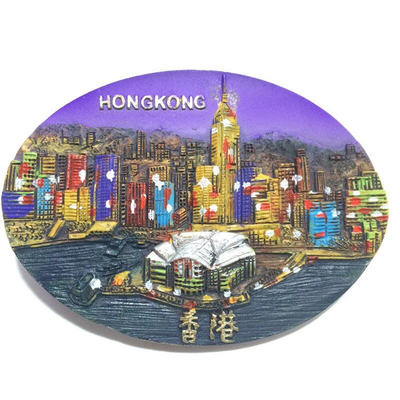 3d Fridge Magnet China Hong Kong World Tourism Fridge Sticker Refrigerator Stickers Decoration Resin Fridge Magnets