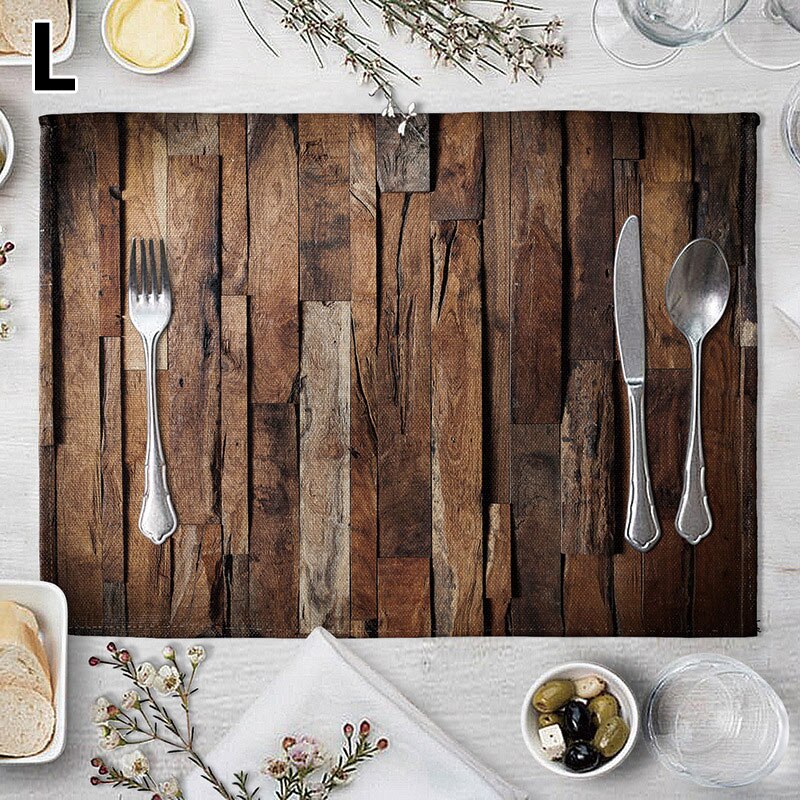 Wood Grain Dining Table Mat Rectangle Heat Insulation Placemat Dining Table Tableware Kitchen Supplies Home Decorative: L