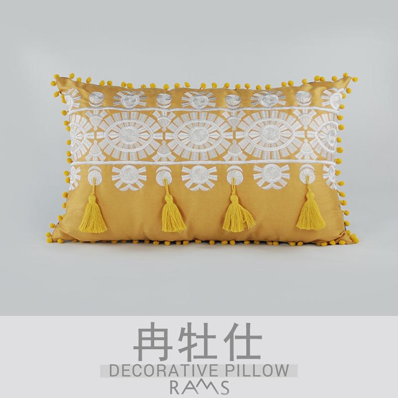 2020 Rams Ricamato Decorativo Geometrico Cuscino Cuscino Complementi Arredo Casa Ricamo: 2 / 36x56cm cover only