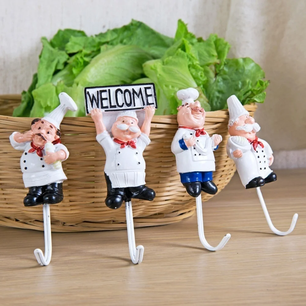Keuken Creatieve Chef Cartoon Opbergrek Haken Muur Hanger Keuken Haken Voor Gebruiksvoorwerpen
