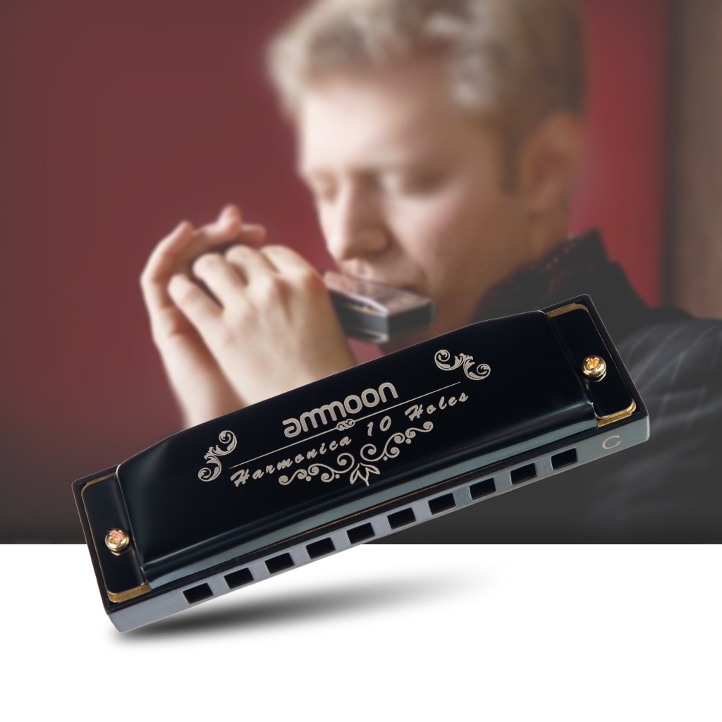 Ammoon 10 Gaten 20 Tones Blues Harmonica Mondharmonica Sleutel van C met Storage Case voor Kinderen Beginners Studenten Musical
