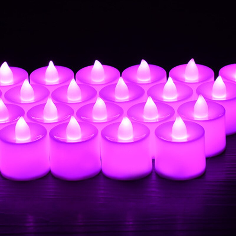 12 Pièces Coloré LED À Piles Bougies chauffe-plat Sans Flamme Mariage Décor Accessoires bougie D'anniversaire électronique Décoration: pink light