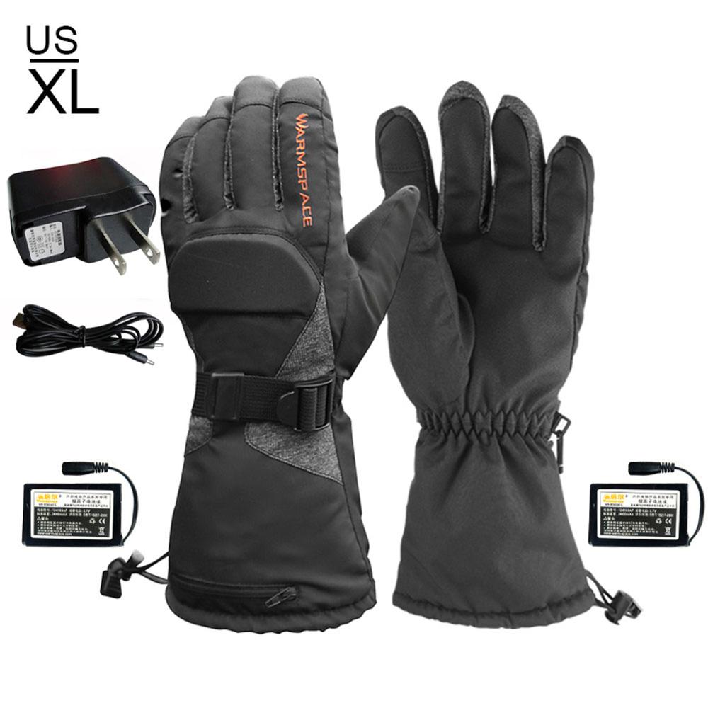 Electric Heated Gloves Warm Heating Mittens USB Rechargeable Gloves For Men Women Riding Skiing 7.4V 2600mAh: XL US