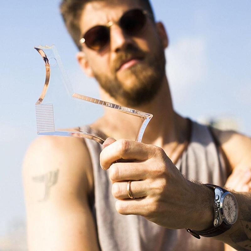 Double-sided Beard Comb Plastic PS Environmental Modeling Template Forming Ruler Transparent Combing Knotted Beard Modeling Tool