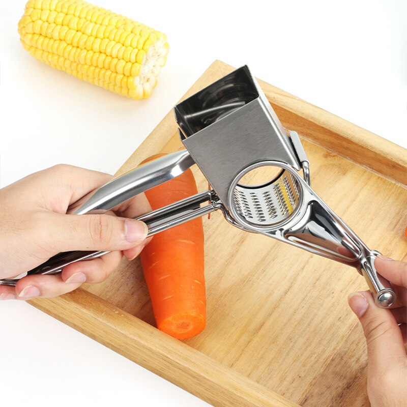Holaroom Rotary Cheese Grater 4 Drums Blades Cheese Cutter Stainless Steel Cheese Slicer Shredder Butter Cutter Kitchen Gadgets