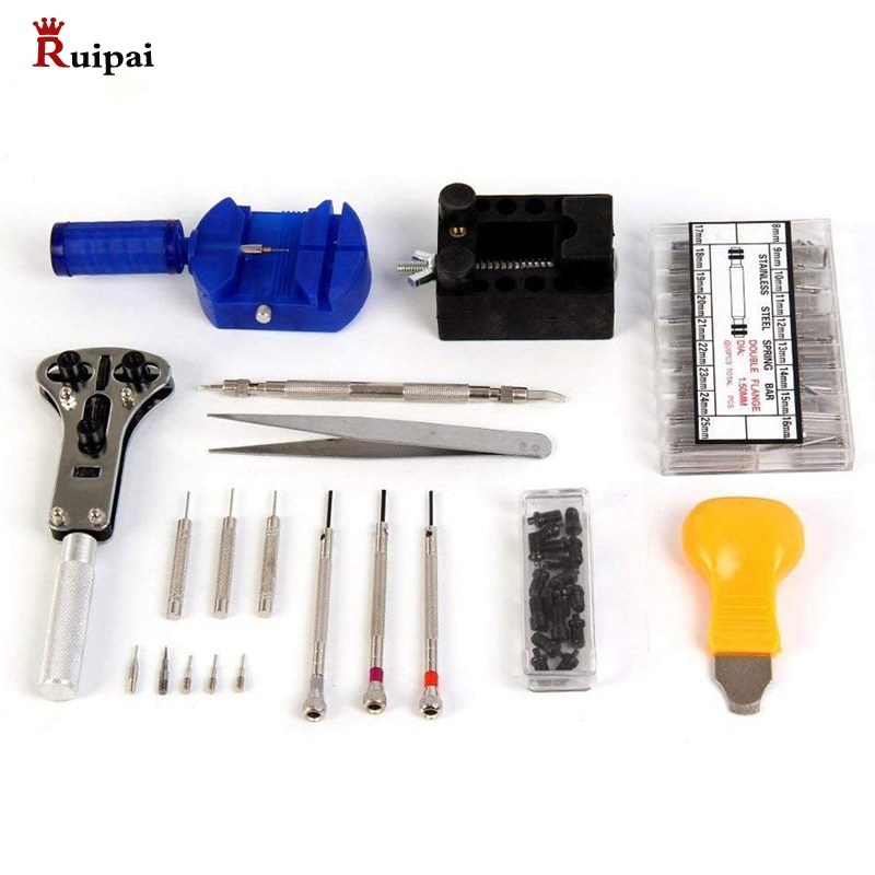 RUIPAI 406pc Watch Repair Tool Kit Watch Tools Including Watch Press Spring Bars Battery Replacement