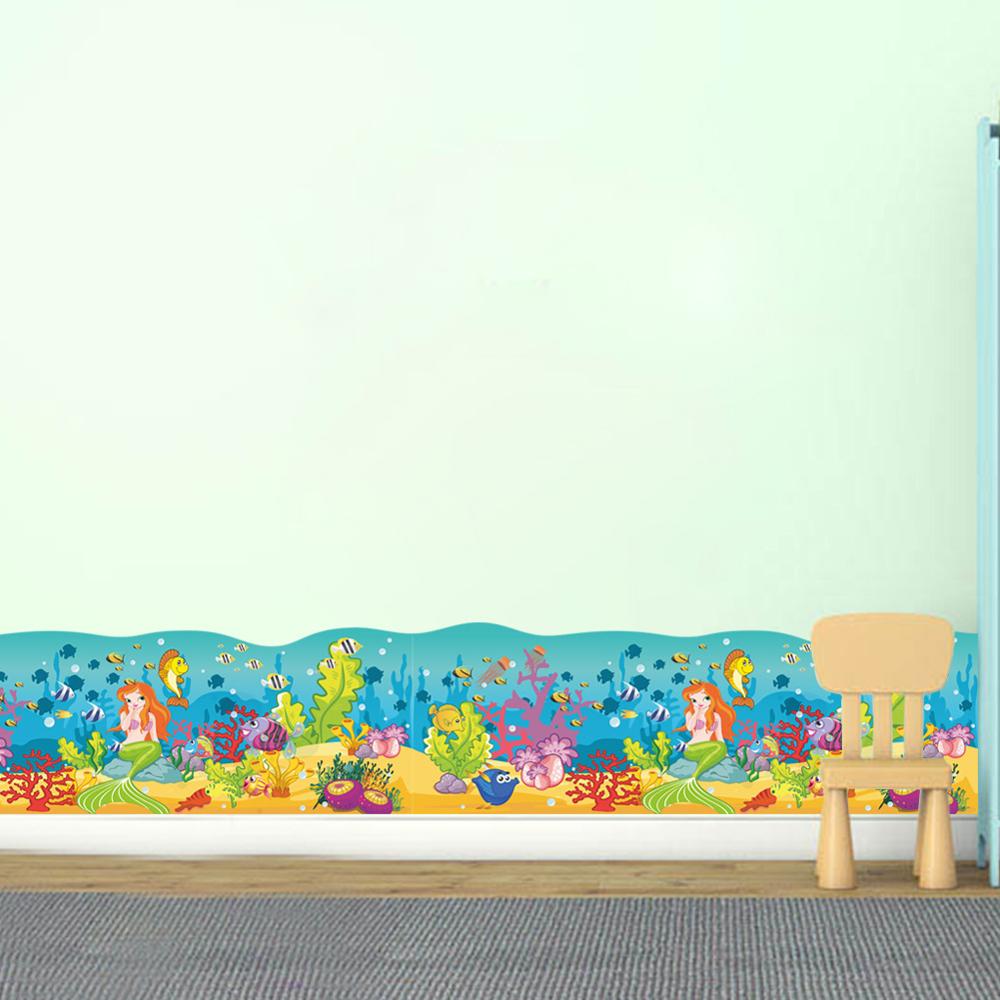 Cartoon fish stickers Home Decoration Underwater Scenery Mural Art Bathroom Kitchen Decor Decals