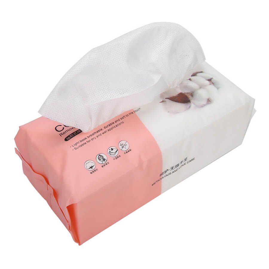 100pcs Wet Dry Dual Use Facial Cleaning Paper Towel Makeup Removal Tissue (Mesh Texture) Strong Toughness Face Makeup Pads