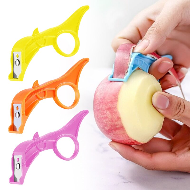 Pelador de frutas y verduras multifuncional, anillo de dedo, herramientas de raspado continuo para la piel, pelador de manzana, accesorios de cocina para el hogar