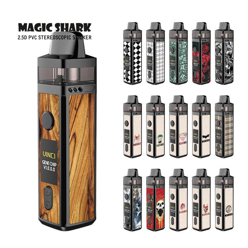 Magique requin crâne Aventager bois fleur stéréo autocollant Film housse pour VOOPOO VINCI