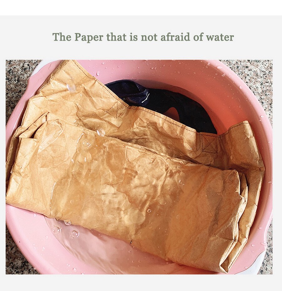 DuPont Paper Tote Bag Single Shoulder Handbag Washable Kraft Paper Canvas Shopping Bag TYVEK Waterproof