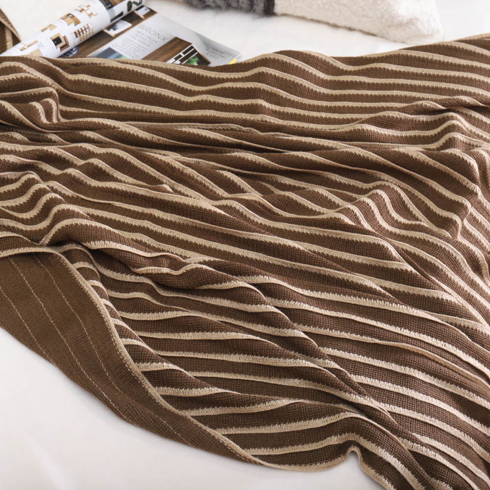 Yaapeet 100% Acrylic Striped Throw Blanket Lightweight Cozy Blankets and Throws for Sofa with Tassels Decorative Bed Blanket