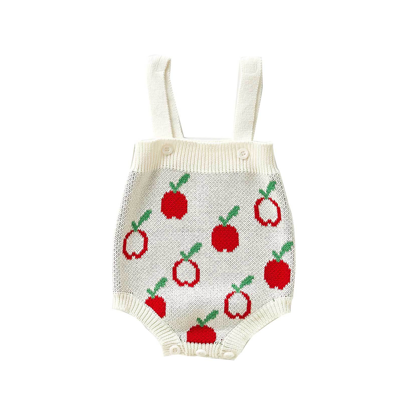Herfst Baby Meisjes Trui Pakken Apple Print Jas + Jumpsuit Baby Gebreide Bodysuit Baby Meisje Kleding Kinderen Gebreide Set: 203S02white romper / 6m