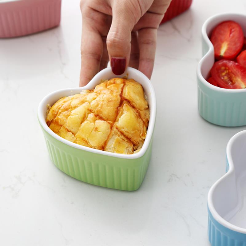 Nimitime keramische 4- kleurige hartvormige pannenkoekpudding kleine bakkom huishoudservies