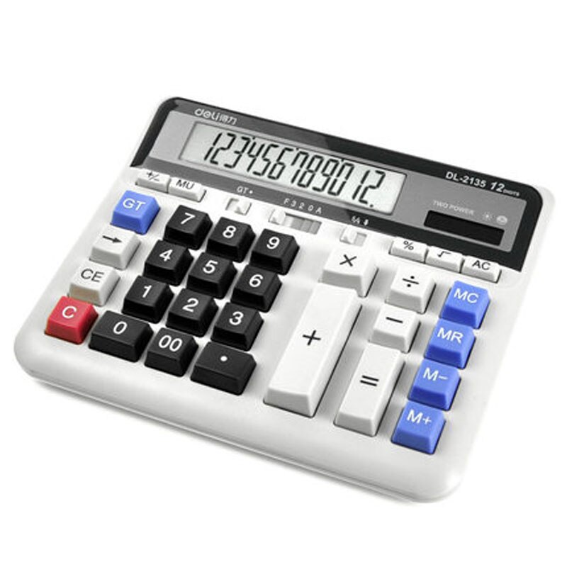Deli 1 Piece 2135 Financial Bank Dedicated Calculator Computer Keyboard Desktop Office Calculator Solar Dual Power Supply