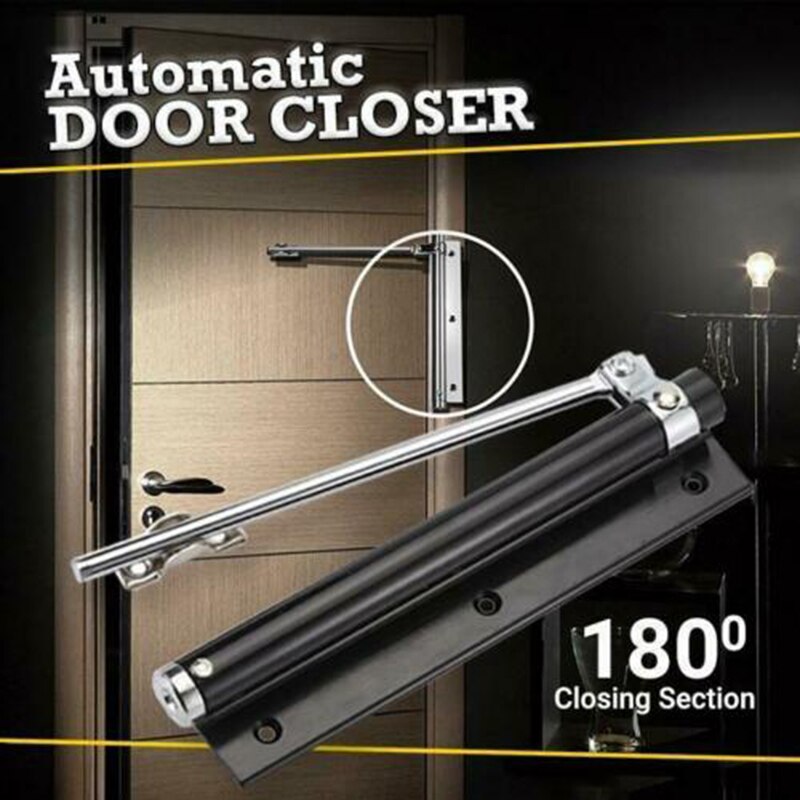 Automatic Door Closer Door Self Closing Hinge Single Spring Adjustable Surface Mounted Automatic Closing Fire Rated Door Alloy