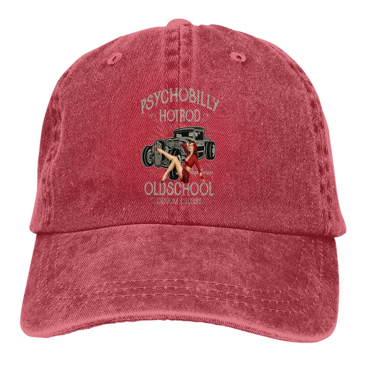 Psicobilly Hot Rod berretti da Baseball berretto con visiera Pin Up Girl Art Culture cappelli da sole per uomo: Rosso