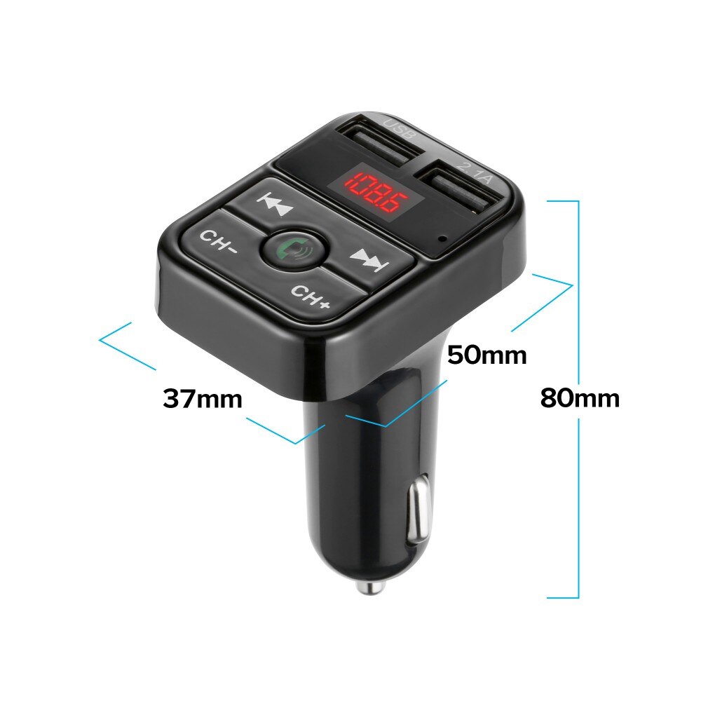 Handsfree transmisor fm bluetooth bilsett fm radiosender bil  mp3 spiller usb lader hurtiglading mobiltelefon modulator