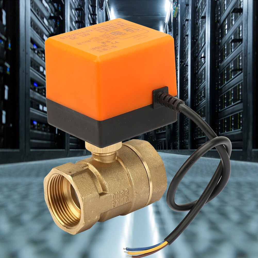 Válvula eléctrica de bola motorizada de latón para agua, 12V, 2 vías, 3 cables, DN32, rosca de G1-1/4 pulgadas, rotación de 90 grados, para aceite y Gas