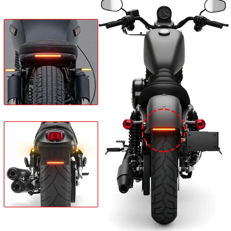 Motorrad LED Rücklicht Streifen 12V Gelb Fließende Drehen Einzel Anzeige Lichter verrotten Strobe Lampe Bremslichter Dekor Licht Band