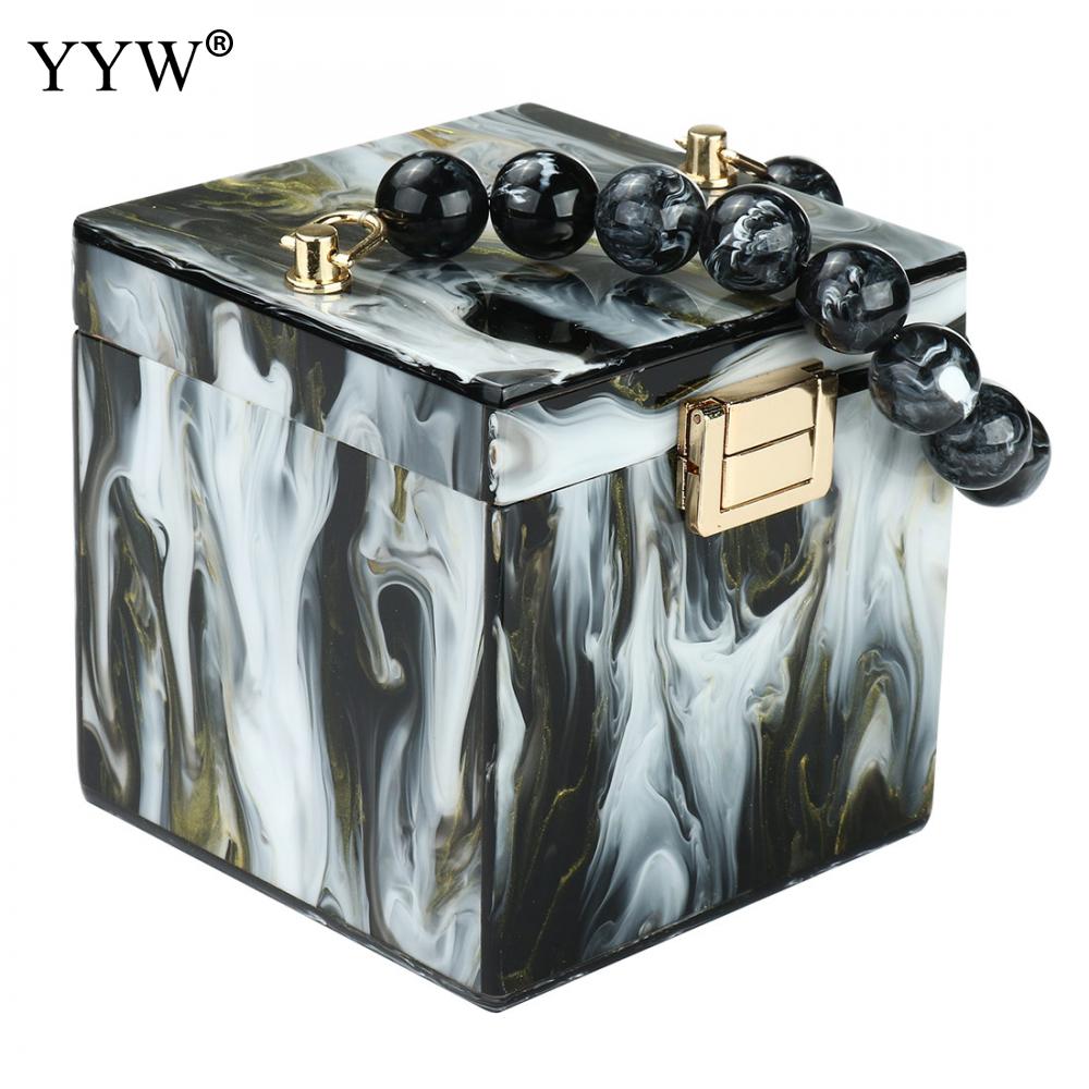 Kralen Handvat Handtas Vrouwelijke Inkt Patroon Avond Clutch En Portemonnee Women's Bag Mini Totes Acryl Box Zak bolso