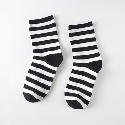 Calcetines de cuadros clásicos de pata de gallo para mujer, calcetín Harajuku de algodón, Vintage, Blanco, Negro, a rayas, con tubo: Gris oscuro