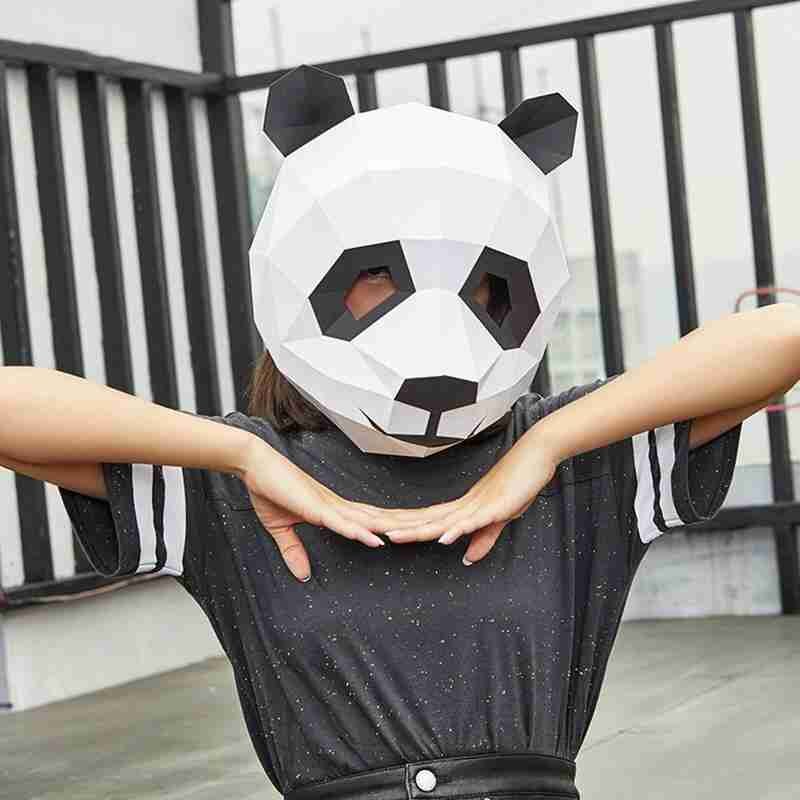 Panda 3D Dier Masker Diy Gratis Tailoring Party Halloween Winkel Decoratie Gebruiksvoorwerpen Origami