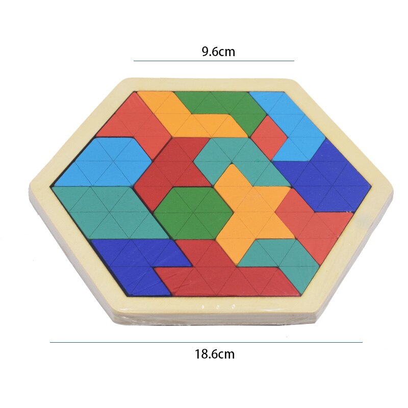 Wood Puzzles IQ Hexagon Puzzle Honeycomb Shape Tangram Board Toy Interesting Changeful Puzzle Toys for Children Adults Education: Red