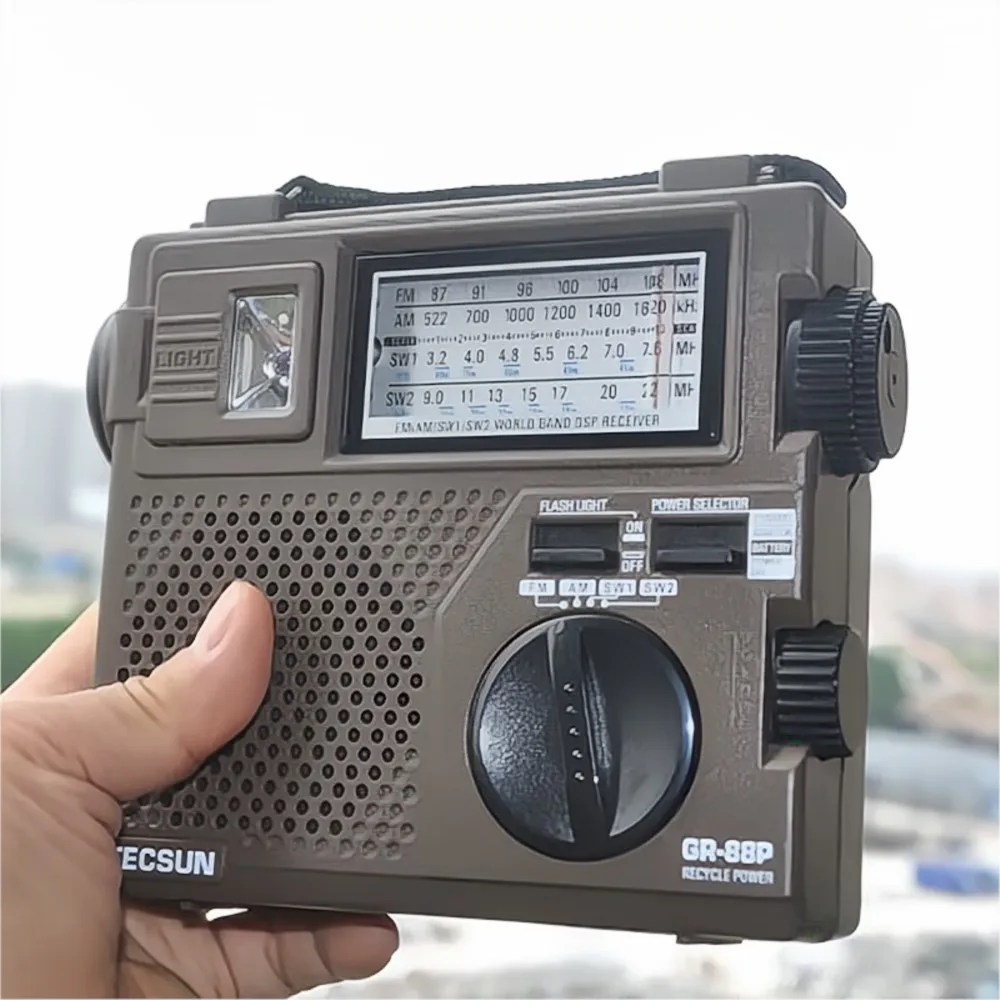 Tecsun gr -88 gr-88p bärbar dsp digital demodulering nödmiljöskydd handgeneratorradio tecsun  gr88p: Default Title