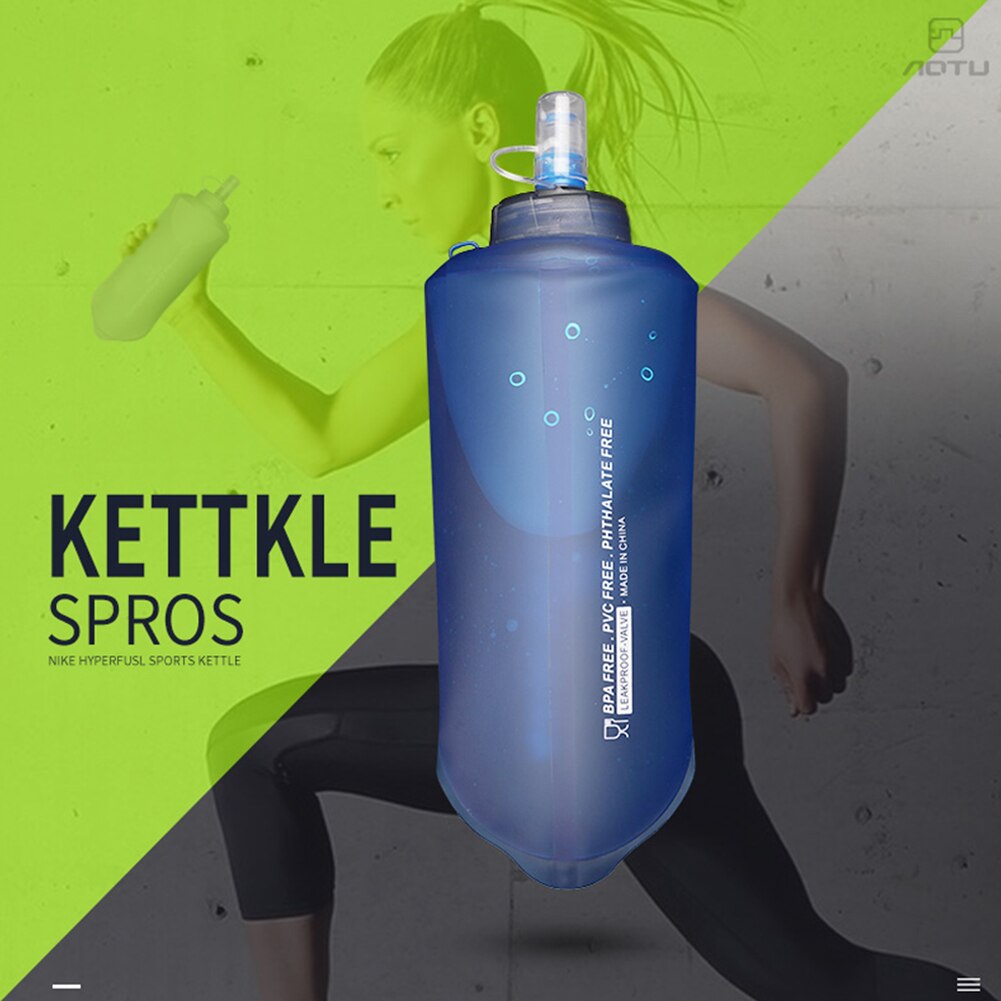 500ml Portatile Pieghevole Sacchetto di Acqua Molle Boccetta Bottiglia di sport Esterno di Campeggio D'escursione Sacchetto di Acqua Pieghevole Benna di Acqua