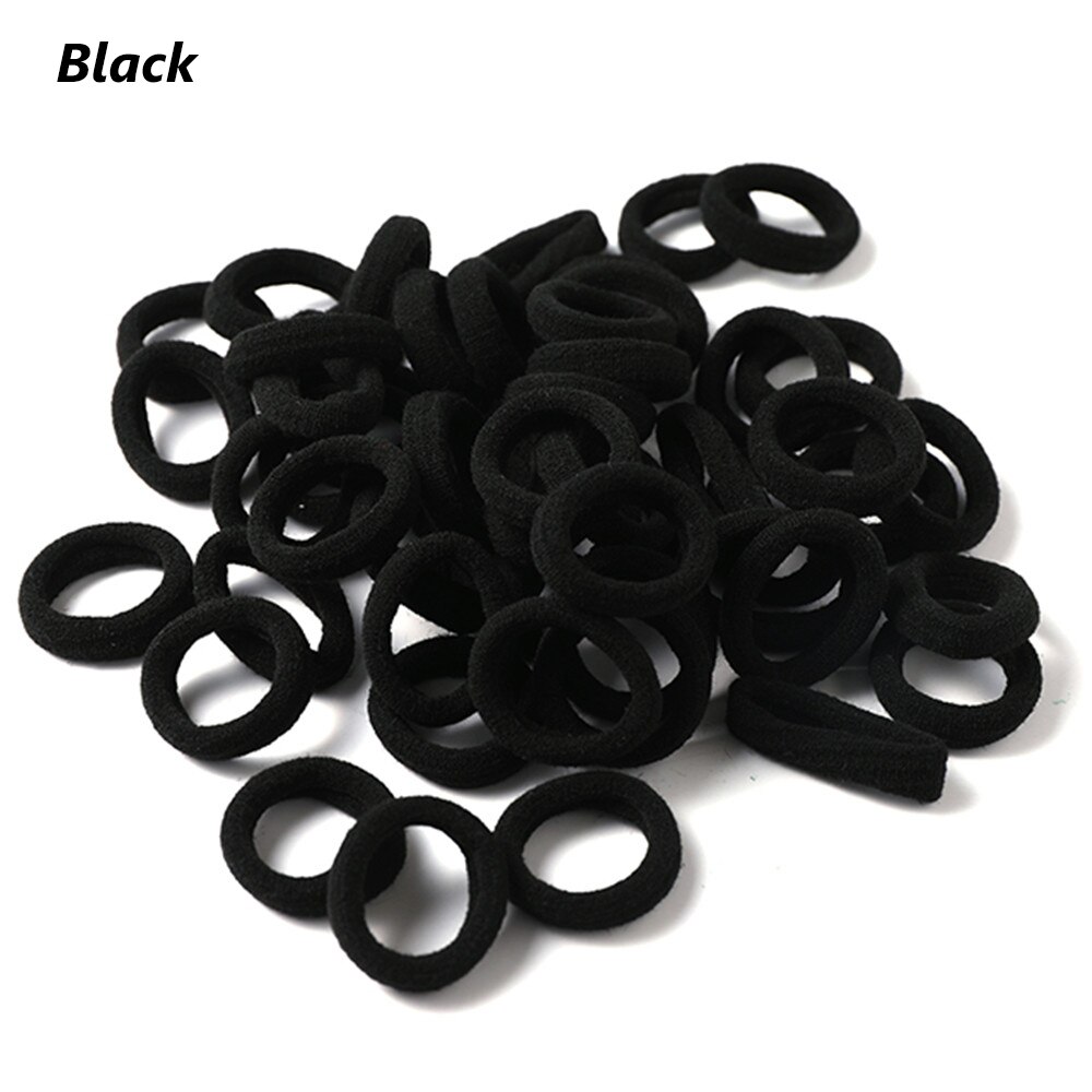 50pcs No-damage Hair Ropes Mini Elastic Rubber Hair Bands for Women Seamless Hair Ties Ponytail Holders Hair Accessories: Black