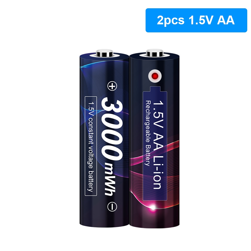 AA 1.5v Li-ion Rechargeable Battery 3000mWh 1.5V Lithium AA Rechargeable Battery 1.5v AA Battery for Remote Control Toy light: 2pcs battery