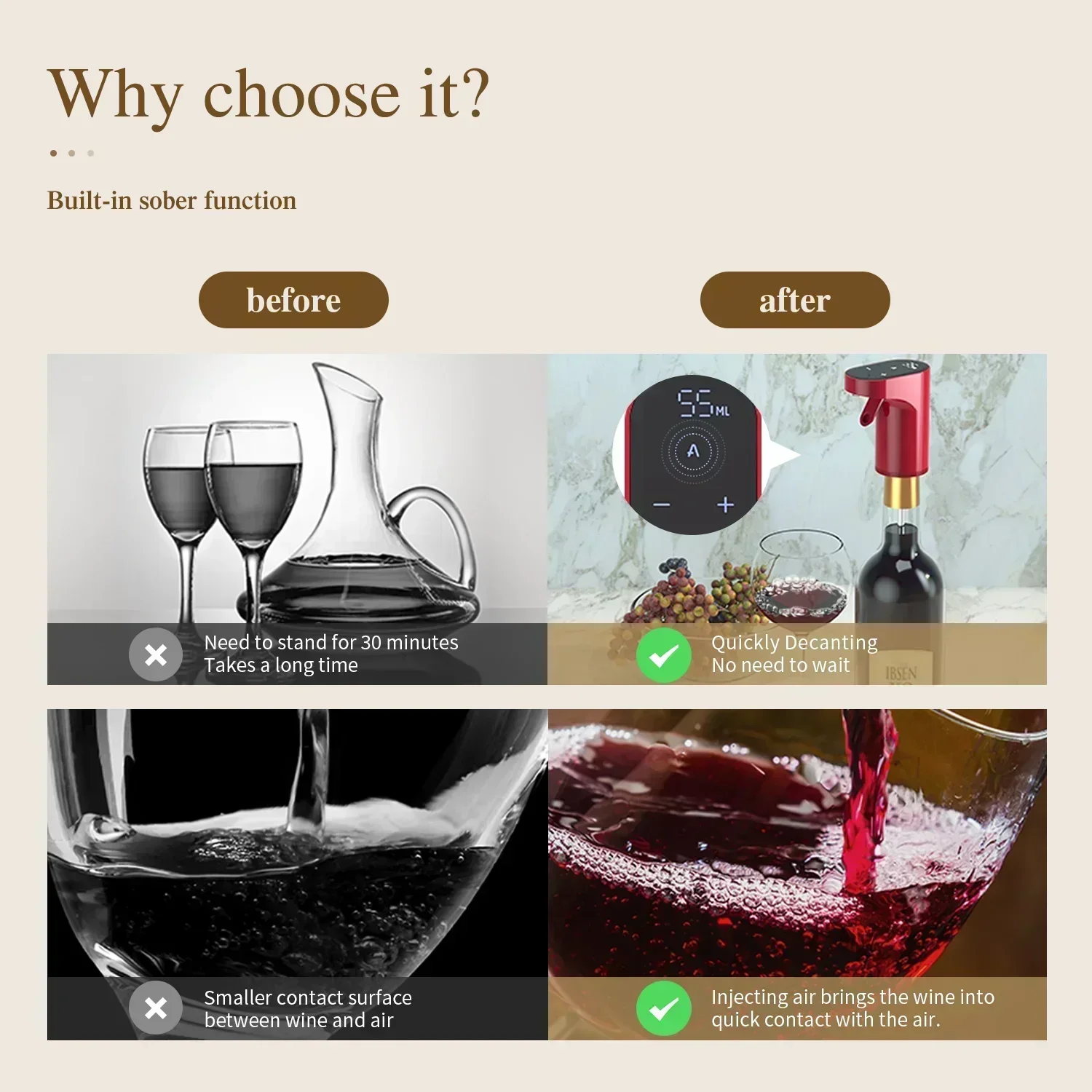Mini carafe à vin automatique portable, aérateur de vin électrique, distributeur de vin, , 2024
