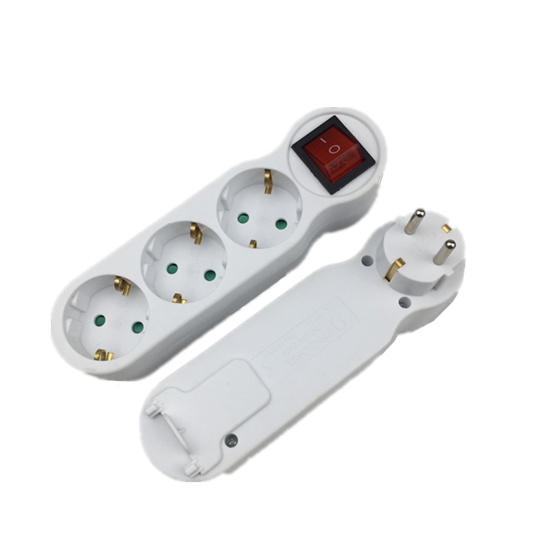 16A European Type Conversion Plug 1 TO 3 Way EU Standard Power Adapter Socket Mar28