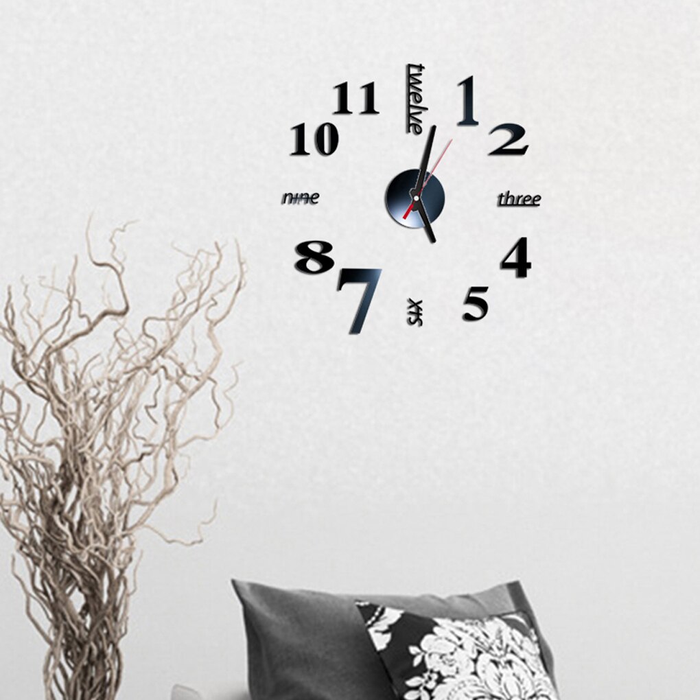 3D Wall Clock Mirror Wall Stickers Removable Self-Adhesive Art Decal Wall Clocks Home Decor