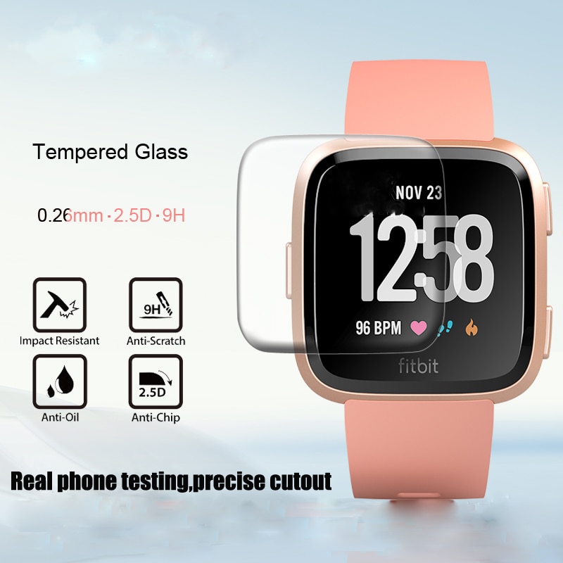 1/2 Pcs Hd Gehard Screen Glas Protector Film Voor Fitbit Versa Smart Horloge Accessoires 9H 2.5D Premium Screen Protector