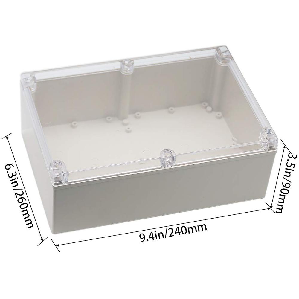 Waterproof Transparent PC Clear Cover Enclosure Plastic Box Electronic Project Case Instrument Electrical Junction Box Housing: 240x160x90